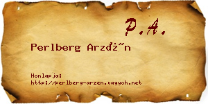Perlberg Arzén névjegykártya